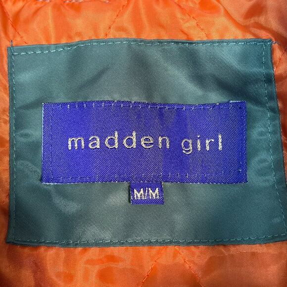 Madden Girl Insulated Bomber Jacket Coat Army Sage Green Orange - Picture 15 of 16
